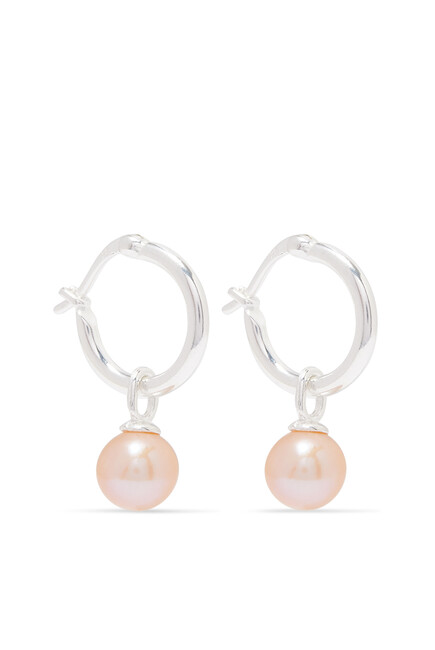 Pink Pearl Hoop Earrings